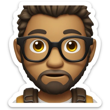 Handsome monkey boy with glasses, a beard, and playing video games  sticker