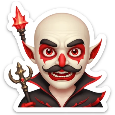 human colored demon with mustache and wand sticker