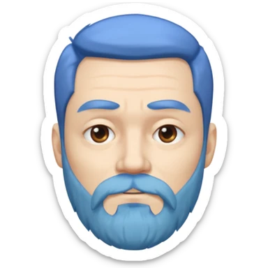 Middle-age, male, white skin, blue hair and blue beard sticker