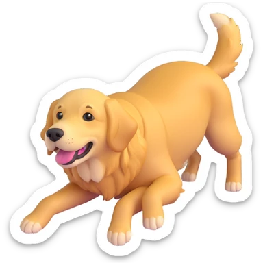 realistic golden retriever on its back, looking up sticker
