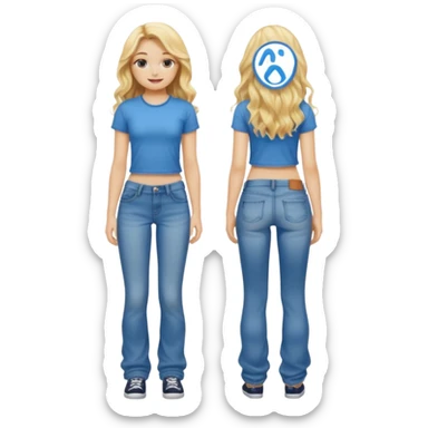 girl with long length blonde hair wavy bottoms sticker