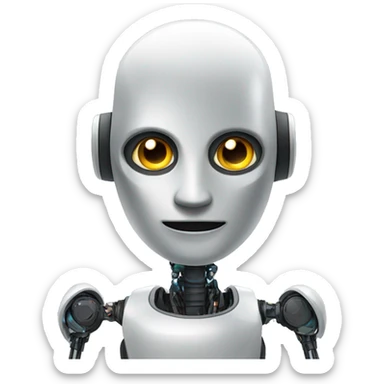 An AI robot, with digital elements in the background to emphasize its mental abilities sticker