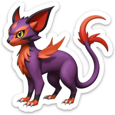 Liepard-Noivern-Litten-Sprigatito-Pokémon-fusion-creature (full body) sticker