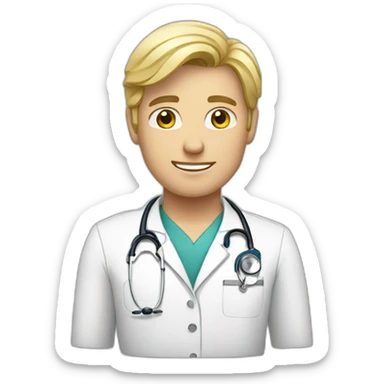 Blond doctor male sticker