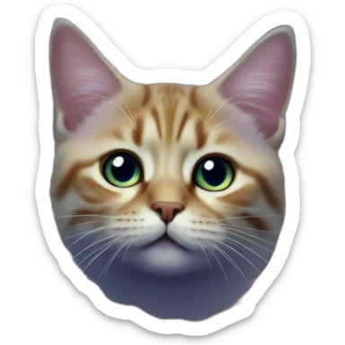 very small cat in realistic nebula in cosmic space sticker