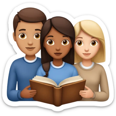 group of three figures inside a book sticker