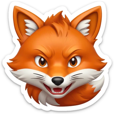 A 2D cartoon fox emoji with an angry expression, showing teeth and furrowed brows sticker