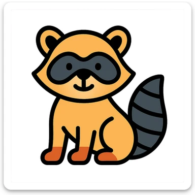 colored outline icon of a raccoon sticker