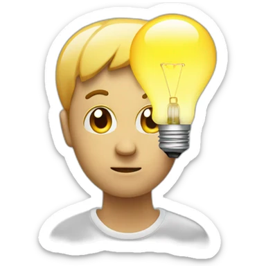 Pensive face with lightbulb on top of the head  sticker