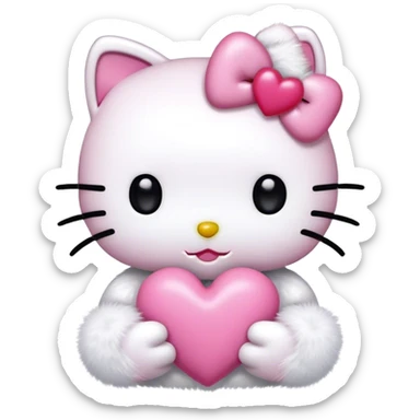 hello kitty holding pink heart sticker