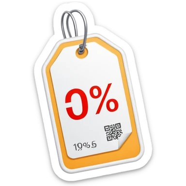 price tag with percentage sign sticker