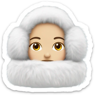 Girl in white big fluffy fur ear muffs sticker