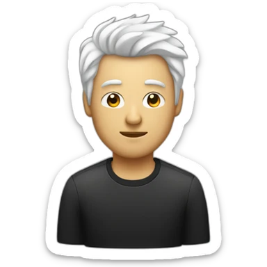 Homme blanc avec des cheveux noir devant un ordinateur sticker