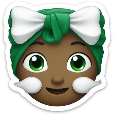 A dark green heary with a white bow sticker