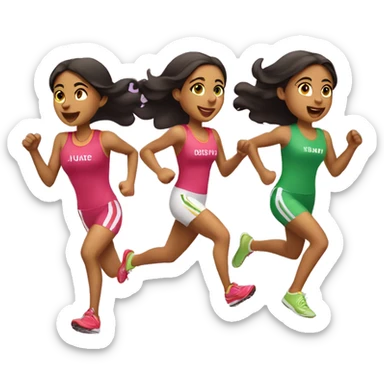 3 light hispanic girls running a race sticker
