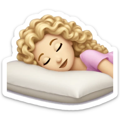 sleeping beauty curly with blonde and brown hair white girl with a silk pillow sticker