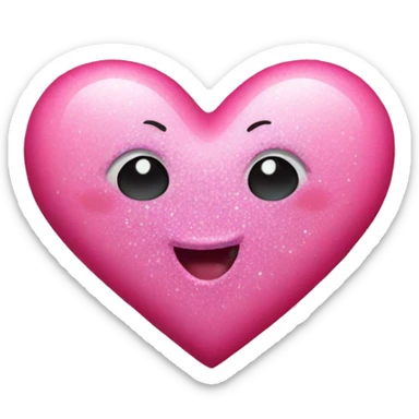 Pink heart with glitter sticker