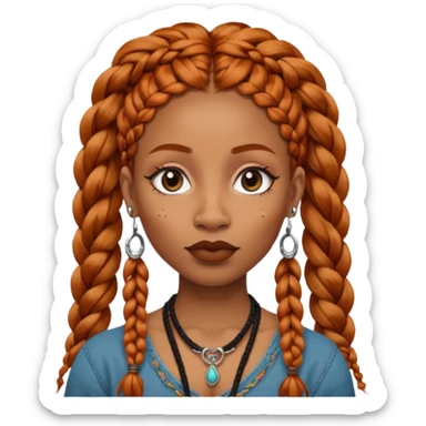 A black female with ginger boho braids and a nose piercing and septum piercing  sticker
