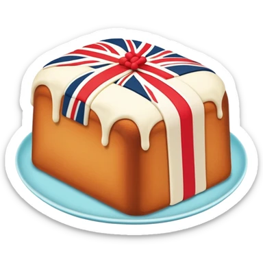 A delicious pound cake with London-inspired decorations sticker