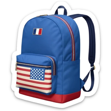 simple blue backpack with tommyjeans logo like american flag ony at the bottom pocket 

 sticker