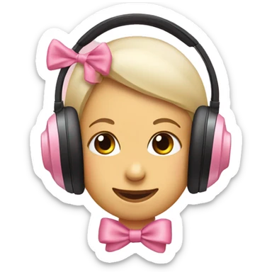 headphones with one baby pink bow on each side sticker