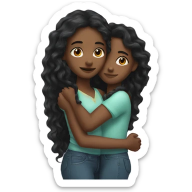 Black girl long wavy hair Girl hugs  Mexican girl sticker