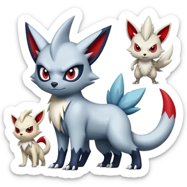 Cool Edgy Absol-Zangoose-Sneasel-Quilava, full body sticker