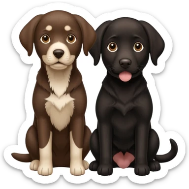 a black lab with a brown and white lab sticker
