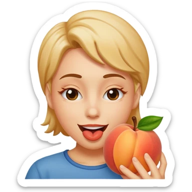 eating peach emoji with a wink sticker