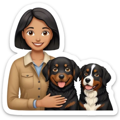 Woman black lab and Bernese mountain dog  sticker