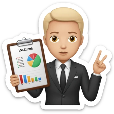 business person with a chart board sticker