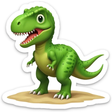 Cartoon T. rex on the beach with very short arms  sticker