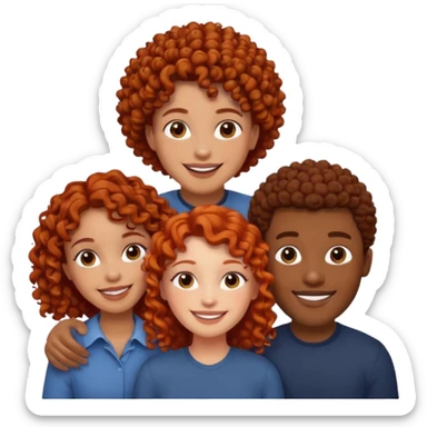 A couple with two black men and one curly redhead girl  sticker