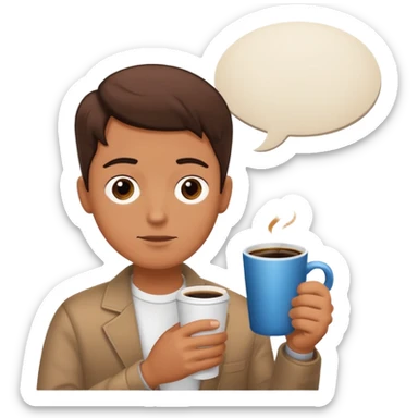 colazione, caffé e un fumetto che fa capire che qualcuno nello sfondo sta parlando sticker