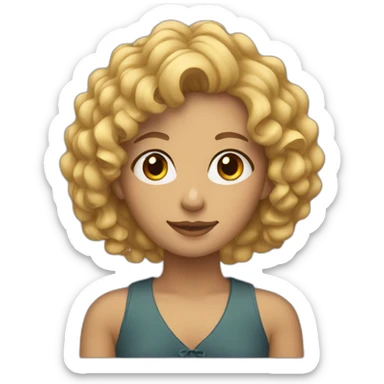 Young woman with curly blonde hair sticker