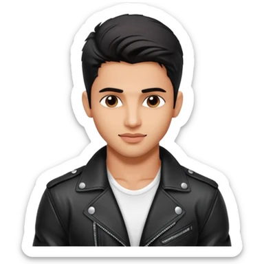 generate a pretty bratz siddharth malhotra, LEAN BUT MUSCULAR WEARING A black LEATHER JACKET sticker