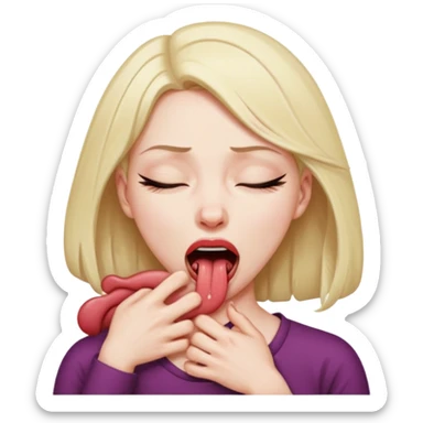 Woman strangling herself with tongue out and eyes shut sticker