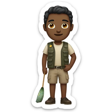 fishing man of skin color and dark hair sticker
