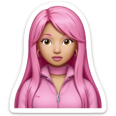 Nicki Minaj long pink hair, pink jumpsuit sticker