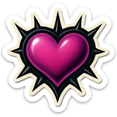 gothic heart black and pink with spiked border sticker