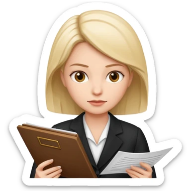 female lawyer reading a document sticker