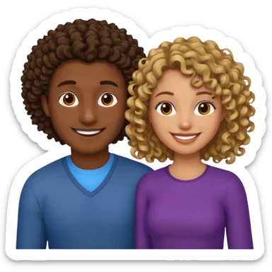 Throuple, one brunette man, one dark blonde curly woman, one dark brown woman sticker