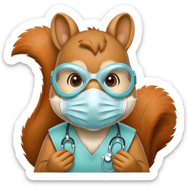 squirrel Wearing Medical Mask sticker
