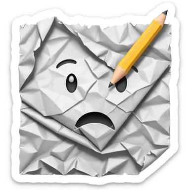 A crumpled page and penc sticker