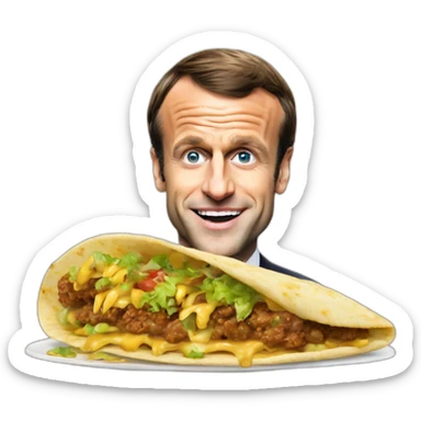 Emmanuel macron mange un gros tacos sticker