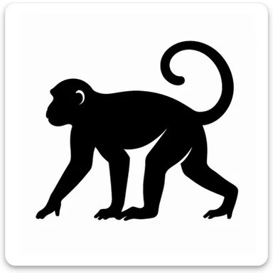 Monkey black silhouette white background sticker