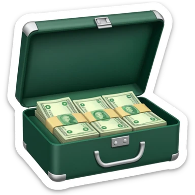 
banknotes in an open dark green case sticker