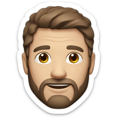 Muscular middle age man with brown hair blue eyes and a short beard sticker