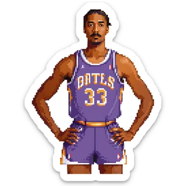 Wilt Chamberlain, tall, mustache, retro basketball uniform sticker