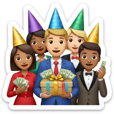 group of people who just won money sticker